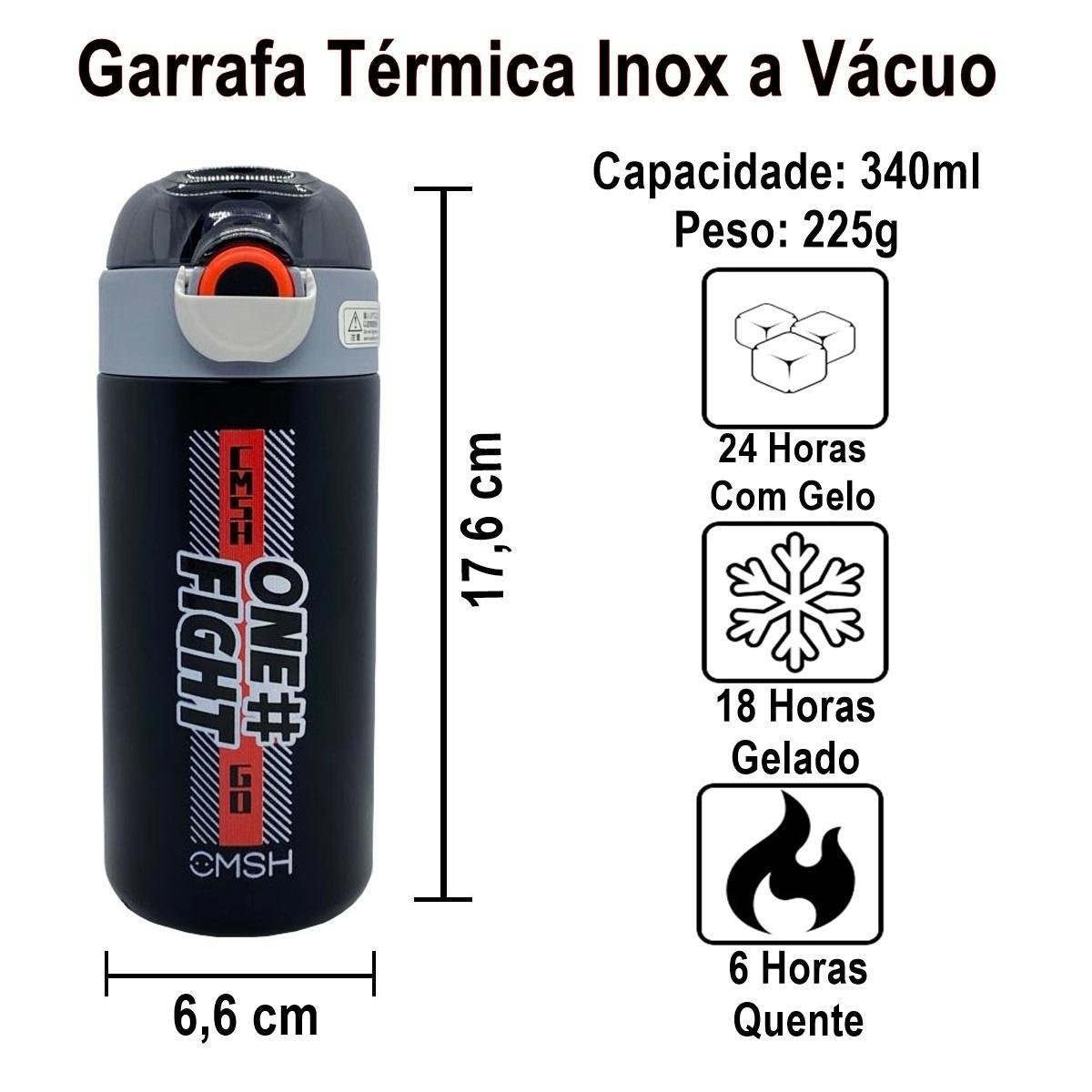 Garrafa Squeeze Térmica Inox Top Quente 6hs Frio 18hs 340ml - 5