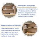 Ver imagem 6 de Armário Aéreo com 2 Nichos e LED Office Elegance Bege/Galiano Grann