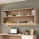 Ver imagem 1 de Armário Aéreo com 2 Nichos e LED Office Elegance Bege/Galiano Grann
