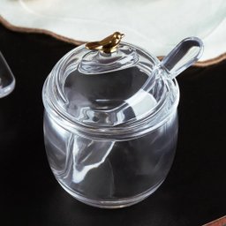 Açucareiro em Cristal Ecológico com Colher e Tampa Golden Bird 150ml - 4