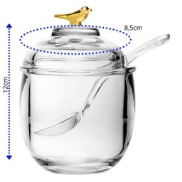 Açucareiro em Cristal Ecológico com Colher e Tampa Golden Bird 150ml - 2