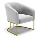 Ver imagem 5 de Kit 02 Poltronas Stella Suede Cinza Base Industrial Dourada - D’rossi