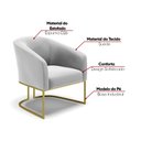 Ver imagem 3 de Kit 02 Poltronas Stella Suede Cinza Base Industrial Dourada - D’rossi