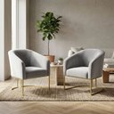 Ver imagem 1 de Kit 02 Poltronas Stella Suede Cinza Base Industrial Dourada - D’rossi