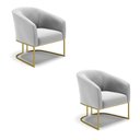 Ver imagem 1 de Kit 02 Poltronas Stella Suede Cinza Base Industrial Dourada - D'rossi Drossi