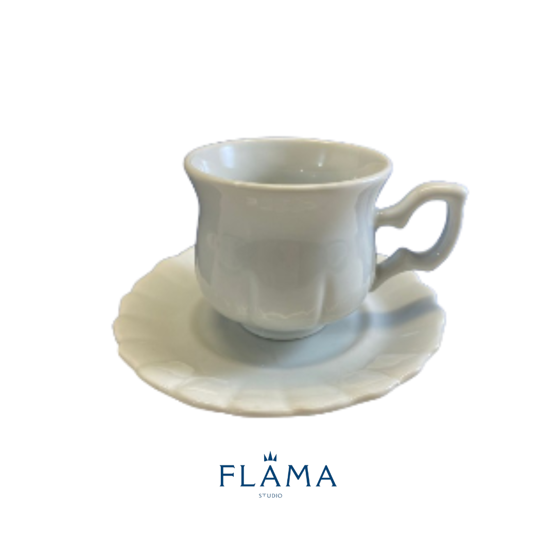 Kit Xícara de Chá com Pires Bia Porcelana Branca – 6 Peças - 2
