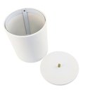 Ver imagem 2 de Lixeira Redonda Branca em Poliéster com Puxador Gold