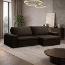 Ver imagem 1 de Sofá 3 Lugares Retrátil Reclinável para Sala 245cm Malfati F04 Veludo Marrom Escuro - Lyam Decor