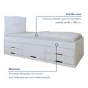 Ver imagem 5 de Cama Solteiro Infantil com 5 Gavetas Puxador Embutido Alice Branco 