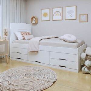 Cama Solteira Infantil 2 Gabetas com Puxador Embutido Alice