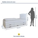 Ver imagem 3 de Cama Solteiro Infantil com 5 Gavetas Puxador Embutido Alice Branco