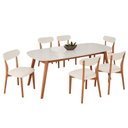 Ver imagem 2 de Conjunto Sala de Jantar Mesa 180x80cm Tampo em Mdf com Vidro 6 Cadeiras Ceci Yescasa