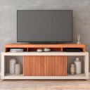 Ver imagem 3 de Rack para TV até 75 Polegadas MDF 180cm Frisos Decorativos Valença Bege