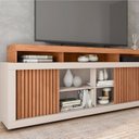 Ver imagem 4 de Rack para TV até 75 Polegadas MDF 180cm Frisos Decorativos Valença Bege