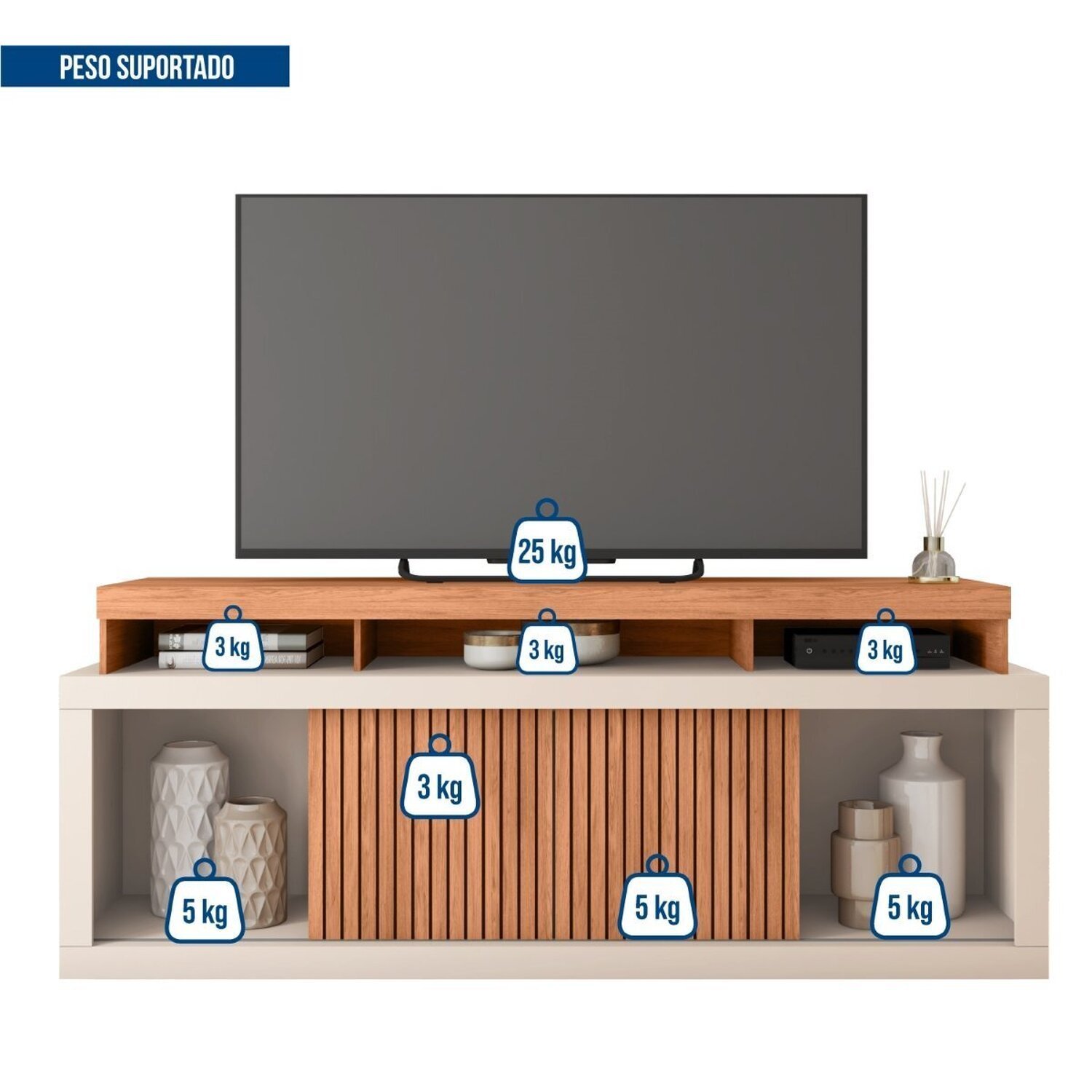 Rack para Tv até 75 Polegadas Frisos Decorativos Valença - 7