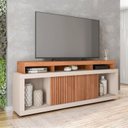 Ver imagem 1 de Rack para TV até 75 Polegadas MDF 180cm Frisos Decorativos Valença Bege