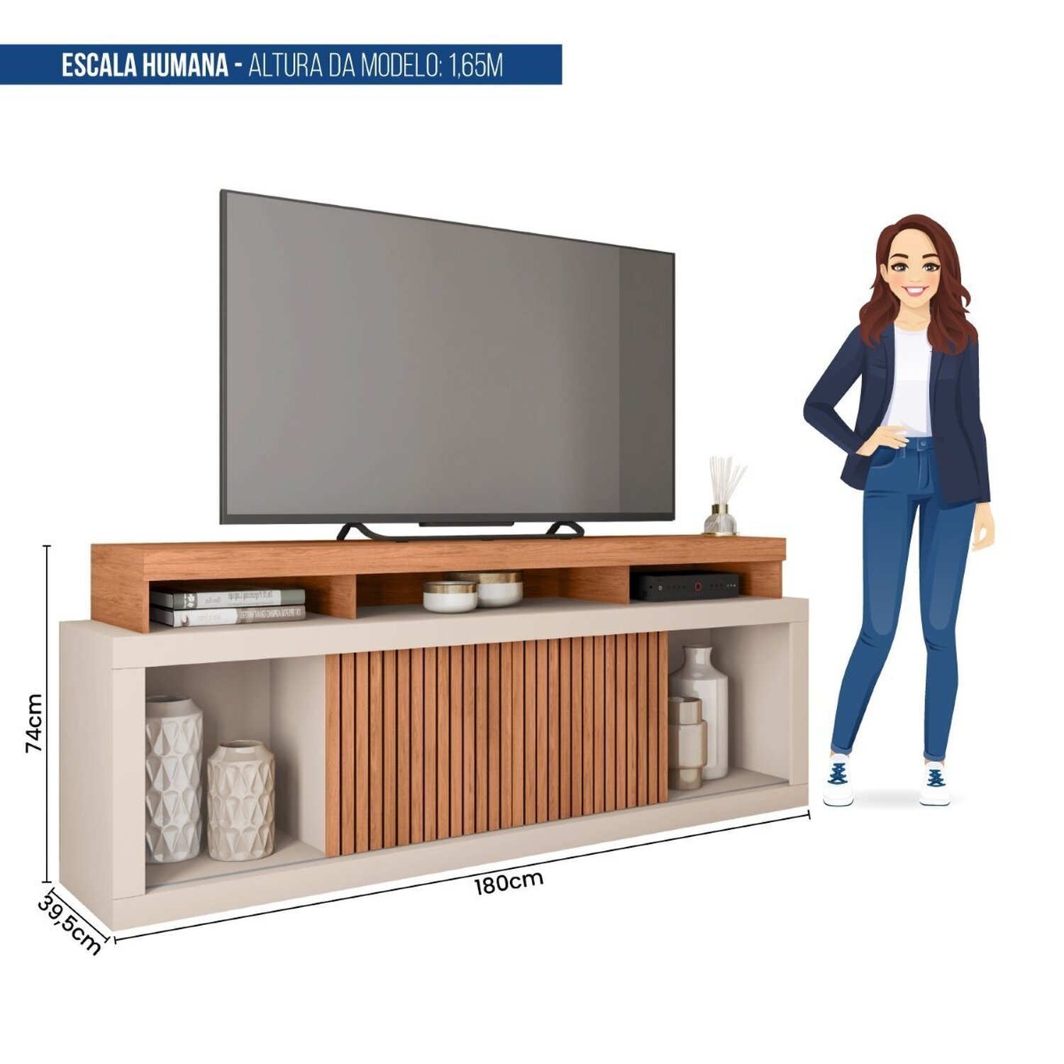 Rack para Tv até 75 Polegadas Frisos Decorativos Valença - 5