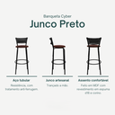 Ver imagem 3 de Kit 2 Banquetas para Bancada Banco Alto Junco Preto Balcão Cozinha Gourmet Bar Área de Lazer Piscina