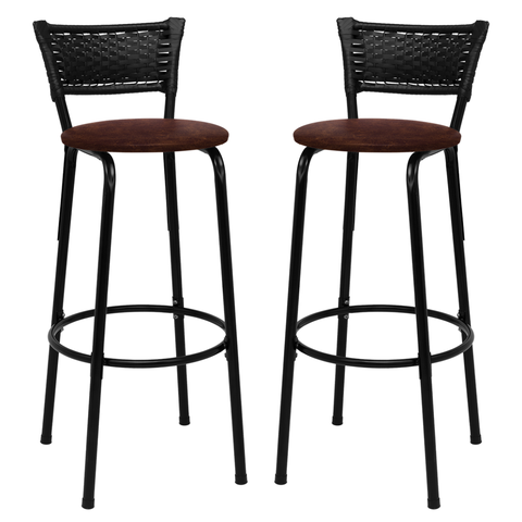 Kit 2 Banquetas para Bancada Banco Alto Junco Preto Balcão Cozinha Gourmet Bar Área de Lazer Piscina