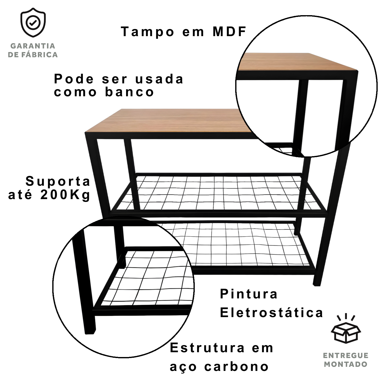 Sapateira Banco Strassis Design Sd-3501-69 Preto - 8