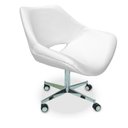 Ver imagem 2 de Poltrona Berlim Corino Branca Base Giratória com Rodinhas:Giratória com Rodinha