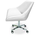 Ver imagem 3 de Poltrona Berlim Corino Branca Base Giratória com Rodinhas:Giratória com Rodinha