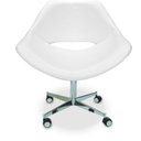 Ver imagem 1 de Poltrona Berlim Corino Branca Base Giratória com Rodinhas:Giratória com Rodinha