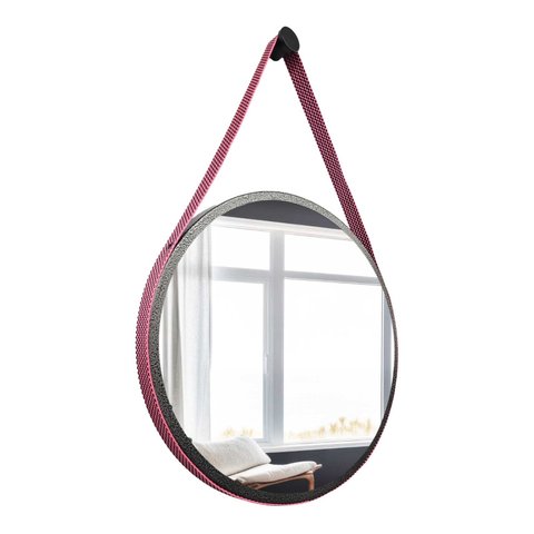 Espelho Adnet Redondo Craqueado 50 Cm + Suporte:rosa
