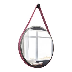 Espelho Adnet Redondo Craqueado 50 Cm + Suporte:rosa