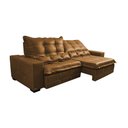 Ver mais imagens de Sofá de Courino Retrátil e Reclinável 2,55m Cama inBox Bourbon SoftGel D40 Caramelo