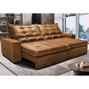 Ver imagem 1 de Sofá de Courino Retrátil e Reclinável 2,55m Cama inBox Bourbon SoftGel D40 Caramelo