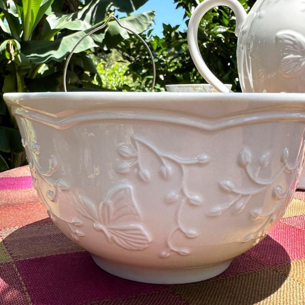 20 Tigelas de Porcelana Branca 500ml Butterfly Flower Bowl Mesa Posta Lyor - 6