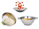 Ver imagem 1 de Kit Essencial Aço Inox 3 Peças Escorredor de Macarrão, Arroz e Saladeira - Mundial Import