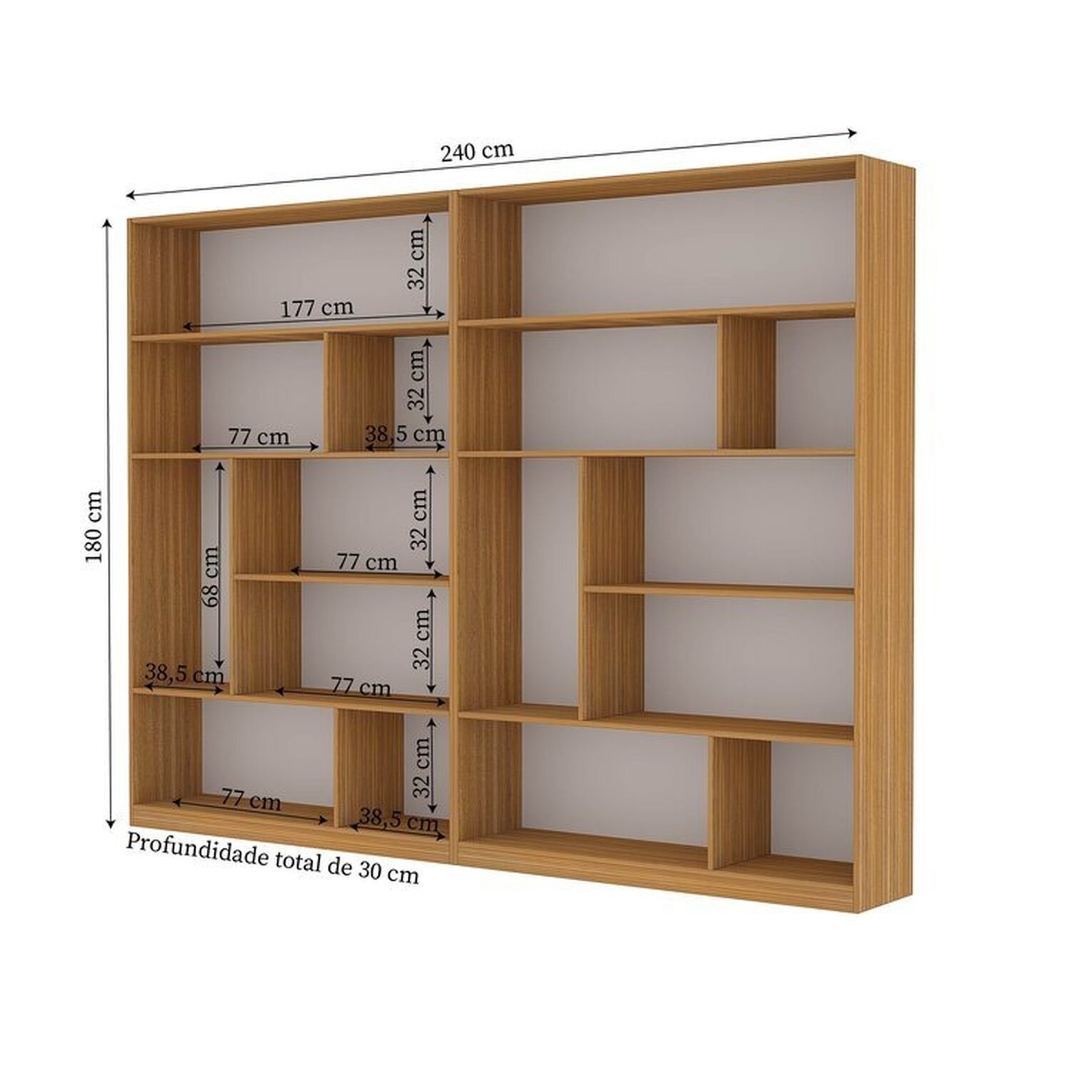 Kit 2 Estante para Livros 180cmx240cm 4 Prateleiras Seattle Yescasa - 3