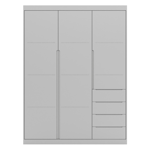 Guarda Roupa Infantil Perola 4 Portas Mdf Alto Brilho Cinza