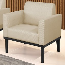 Poltrona Decorativa Base Madeira Preto Maressa Veludo Luxo Off White - Ibiza - 2