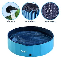 Piscina para Cachorro Pets Dobrável Lisa Azul Vg+ - 3