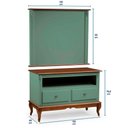 Ver imagem 4 de Rack com Painel para Sala 120cm Pés Luis Xv 2 Gavetas e Nicho Linz Móveis - Verde/imbuia Glazer