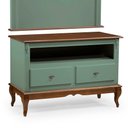 Ver imagem 3 de Rack com Painel para Sala 120cm Pés Luis Xv 2 Gavetas e Nicho Linz Móveis - Verde/imbuia Glazer