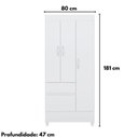 Ver imagem 7 de Guarda Roupa Solteiro Wend 3 Portas de Bater 2 Gavetas MDP Branco-Rosa-Branco Demóbile 80cm
