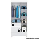 Ver imagem 4 de Guarda Roupa Solteiro Wend 3 Portas de Bater 2 Gavetas MDP Branco-Rosa-Branco Demóbile 80cm