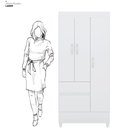 Ver imagem 2 de Guarda Roupa Solteiro Wend 3 Portas de Bater 2 Gavetas MDP Branco-Rosa-Branco Demóbile 80cm