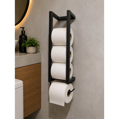 Porta Higiênico de Parede Aço Preto