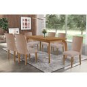 Ver imagem 1 de Conjunto: Mesa Sala Jantar Londrina C/ Tampo Madeirado Canto Curvo 180x90cm e 6 Cadeiras Dakota