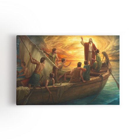 Jesus Cristo no Barco Arte Religioso Quadro Canvas 120x80cm