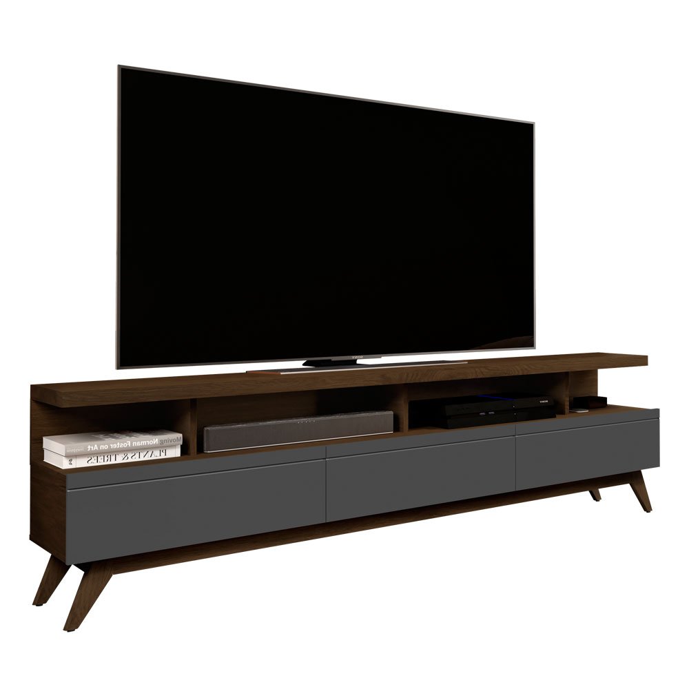 Rack Para TV Até 72" Vivare 1,8 Wood Giga - Cedro / Cinza - 2