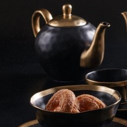Bule p/ Chá 1L Porcelana Preto e Dourado Dubai - Wolff - 2