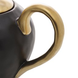 Bule p/ Chá 1L Porcelana Preto e Dourado Dubai - Wolff - 4