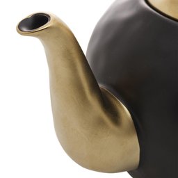 Bule p/ Chá 1L Porcelana Preto e Dourado Dubai - Wolff - 5