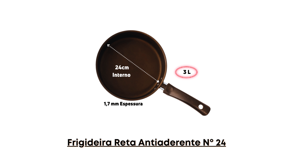 Frigideira Reta Antiaderente Nº 24: Estilo e Praticidade para sua Cozinha Luz Nobre Preto - 4